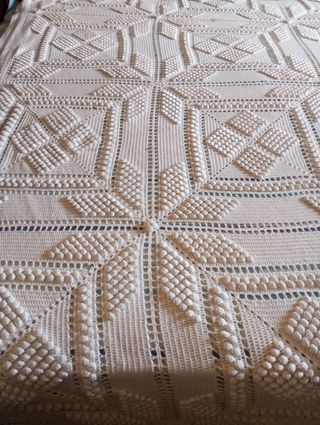 Colcha crochet algodón blanco
