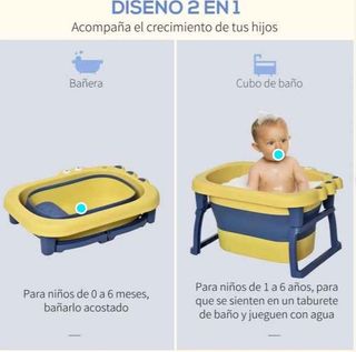  Bañera Plegable para Bebé Bañera Portátil 
