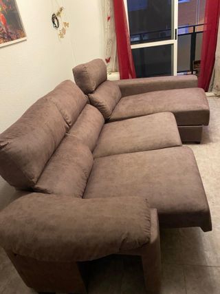 Sofá Cheslon marrón - 3 plazas + chaiselongue