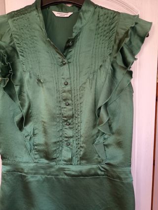 Blusa Vintage sin mangas verde pino 