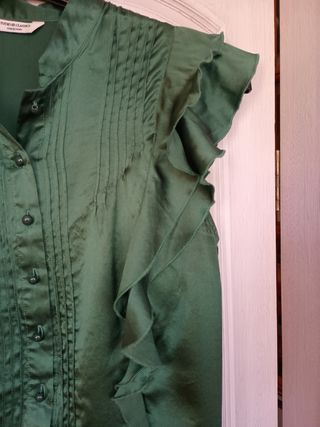 Blusa Vintage sin mangas verde pino 