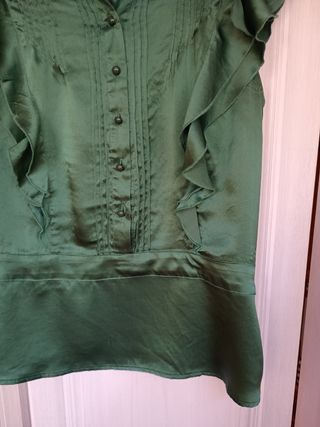 Blusa Vintage sin mangas verde pino 