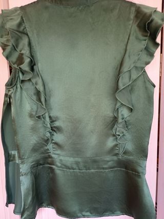 Blusa Vintage sin mangas verde pino 