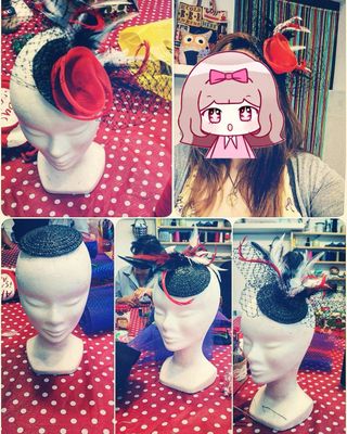 Tocado Rojo-Negro handmade estilo Cruella