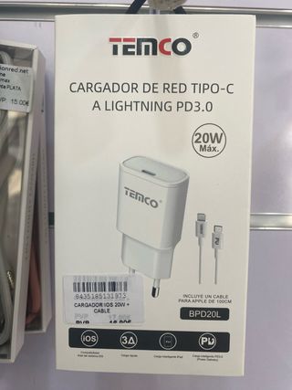 Cargador TEMCO iPhone 20W + Cable