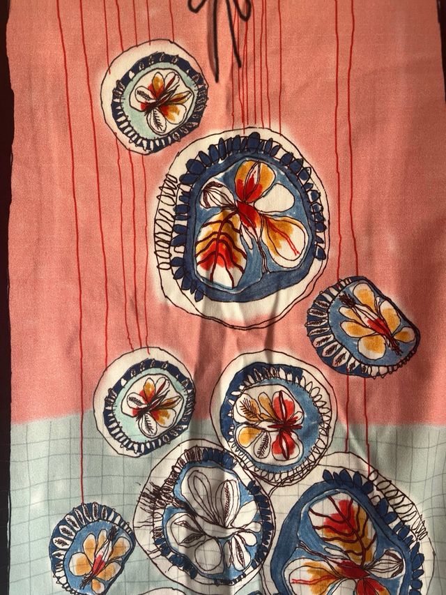 Falda midi vintage roja y rosa