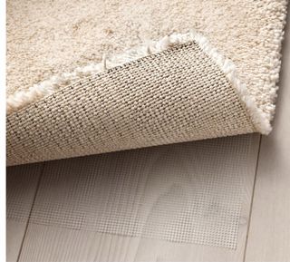 Tappeto beige in poliestere a pelo corto