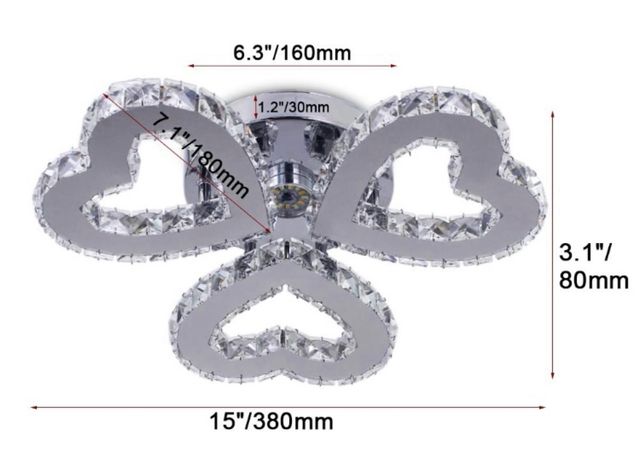 Lampada a soffitto cuore cristallo