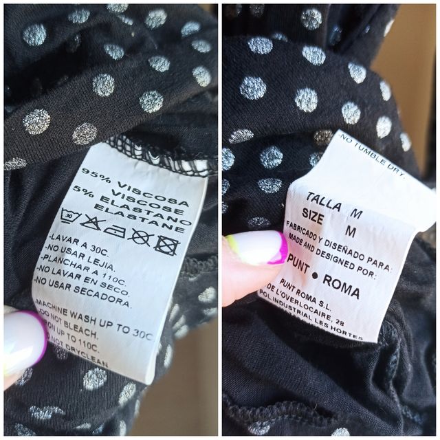Blusa negra lunares plata de Punto Roma