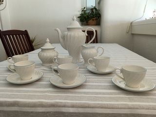 Juego café PONTESA porcelana blanco-azul