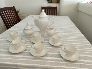 Juego café PONTESA porcelana blanco-azul