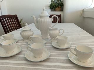 Juego café PONTESA porcelana blanco-azul