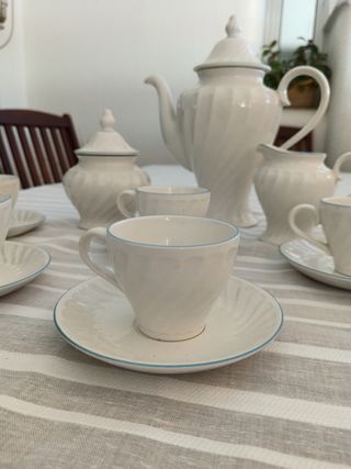 Juego café PONTESA porcelana blanco-azul