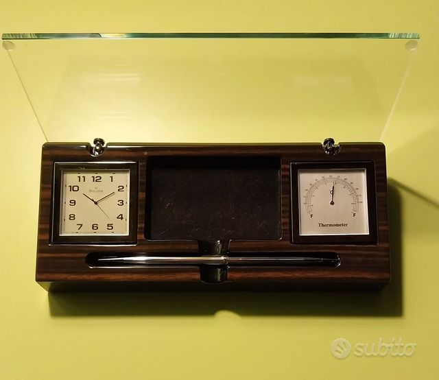 Set da scrivania: orologio Bulova + termometro