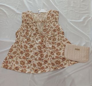 Blusa Mango verano - beige, marrón