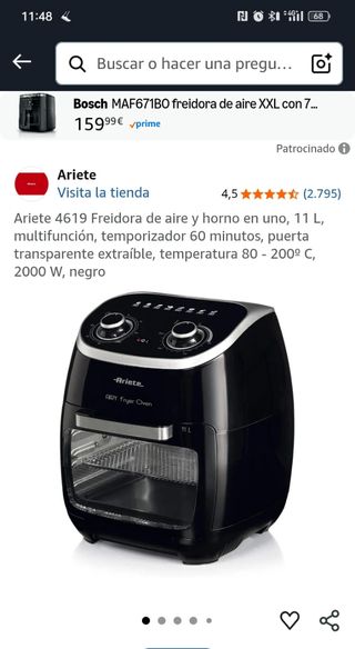 Base Ariete 4619 Freidora de aire 11L