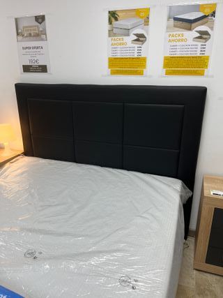Cabecero cama piel sintética negra