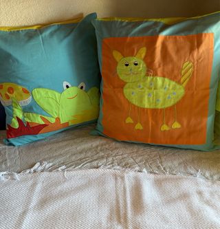 Fundas Cojines infantiles gato, rana 45X45Cm.