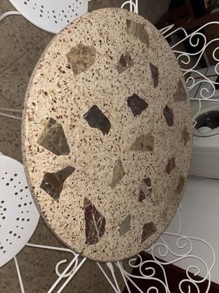 Mesa y 4 sillas terraza - metal y piedra