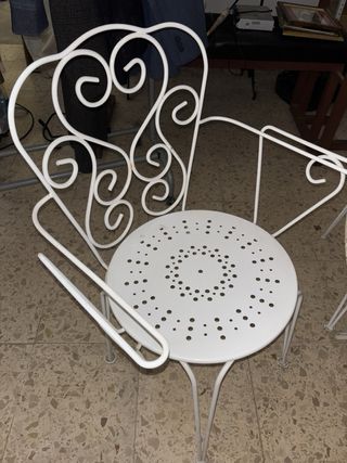 Mesa y 4 sillas terraza - metal y piedra