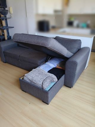 Sofá chaise longue gris