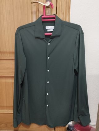 Camisa manga larga verde oliva - M