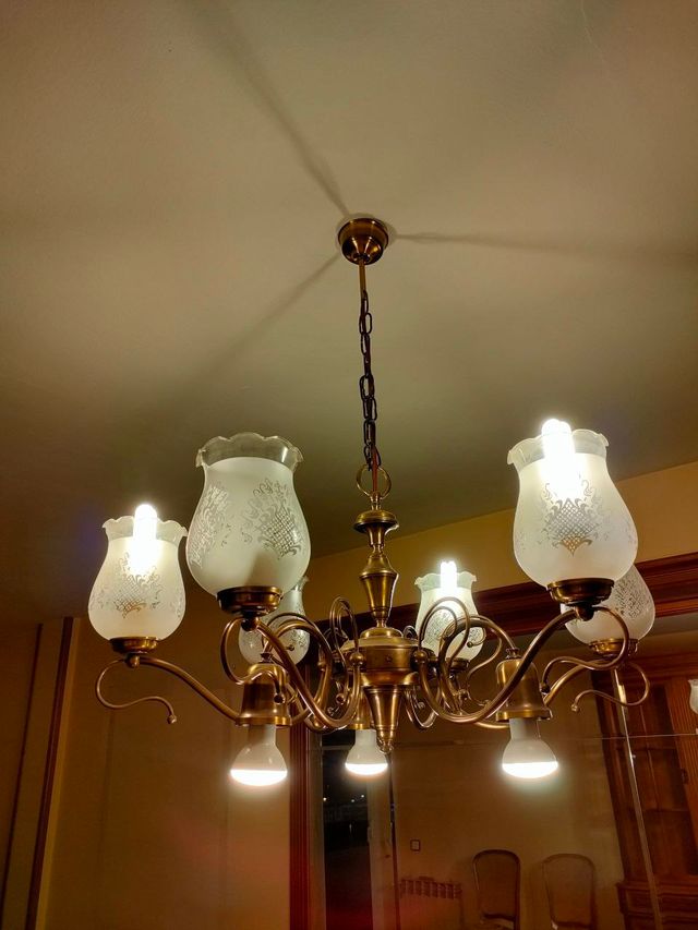 Lámpara techo vintage 6 brazos dorada – Granollers