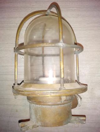 FARO DE BRONCE NÁUTICO BARCO ORIGINAL MUY ANTIGUO