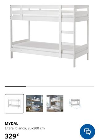 Litera Mydal Ikea blanca 90x200