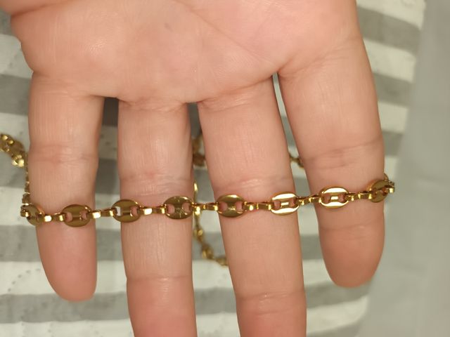 Cadena acero 18k grano de café 60cm