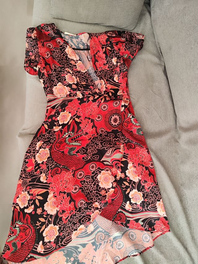 Vestido midi japonés estampado