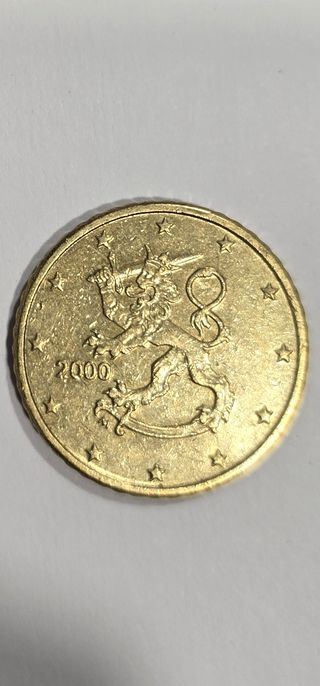 Moneda de Finlandia de 0,50 Euro del 2000.
