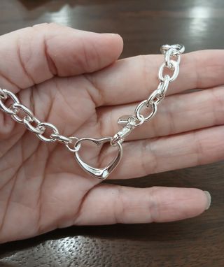 Collar plata - Eslabones corazón
