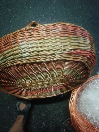 2 Cestas mimbre marrón