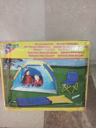 Camping infantil: Tienda, silla, saco de dormir