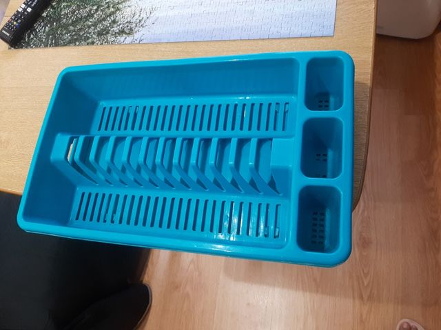 Escurreplatos con bandeja color turquesa