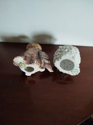 2 Gufi Decorativi in Ceramica