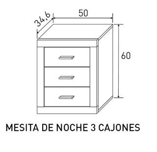 Mesita noche 3 cajones - Lara