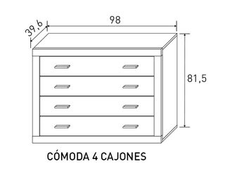 Cómoda 4 cajones Lara - Beige/Gris