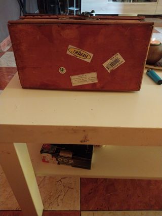 Baúl vintage de mimbre y madera