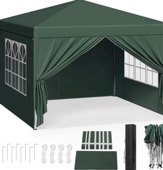 Pérgola-Carpa jardín 3x3x2,5m beige plegable.