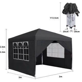 Pérgola-Carpa jardín 3x3x2,5m beige plegable.