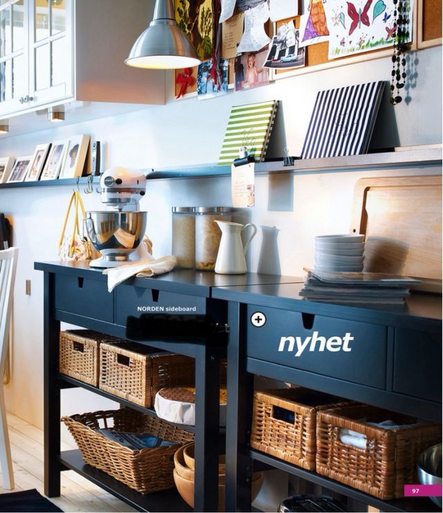 Aparador cocina/comedor Ikea negro - 2 cajones