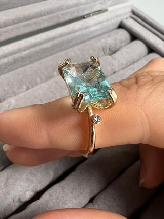 Anillo Aguamarina Dorado