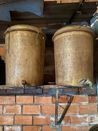 Cubas para vino y maquina triturar uvas