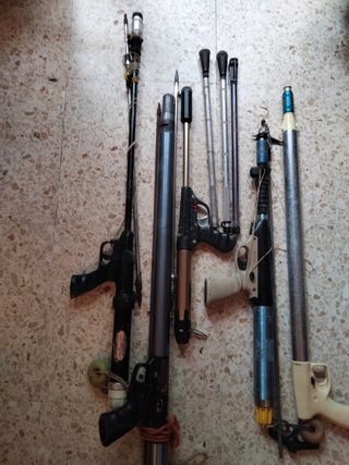 Fusiles pesca submarina 5 tres funcionales y dos 