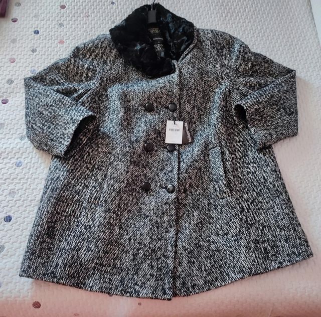 Abrigo tweed gris y negro a estrenar