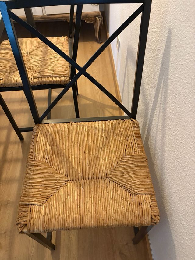 Mesa cristal y forja + 4 sillas