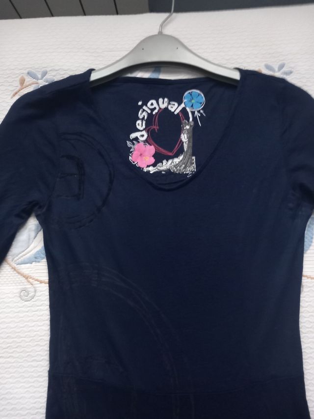 Vestido Desigual manga larga - Negro-morado-rojo,