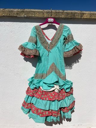 Traje gitana niña 10 años turquesa